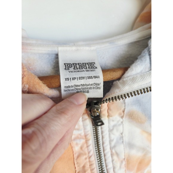 Victorias Secret Womens XS Pink Tie Dye Slouchy Sweater Top Hoodie Shirt Top Zip - Picture 4 of 5